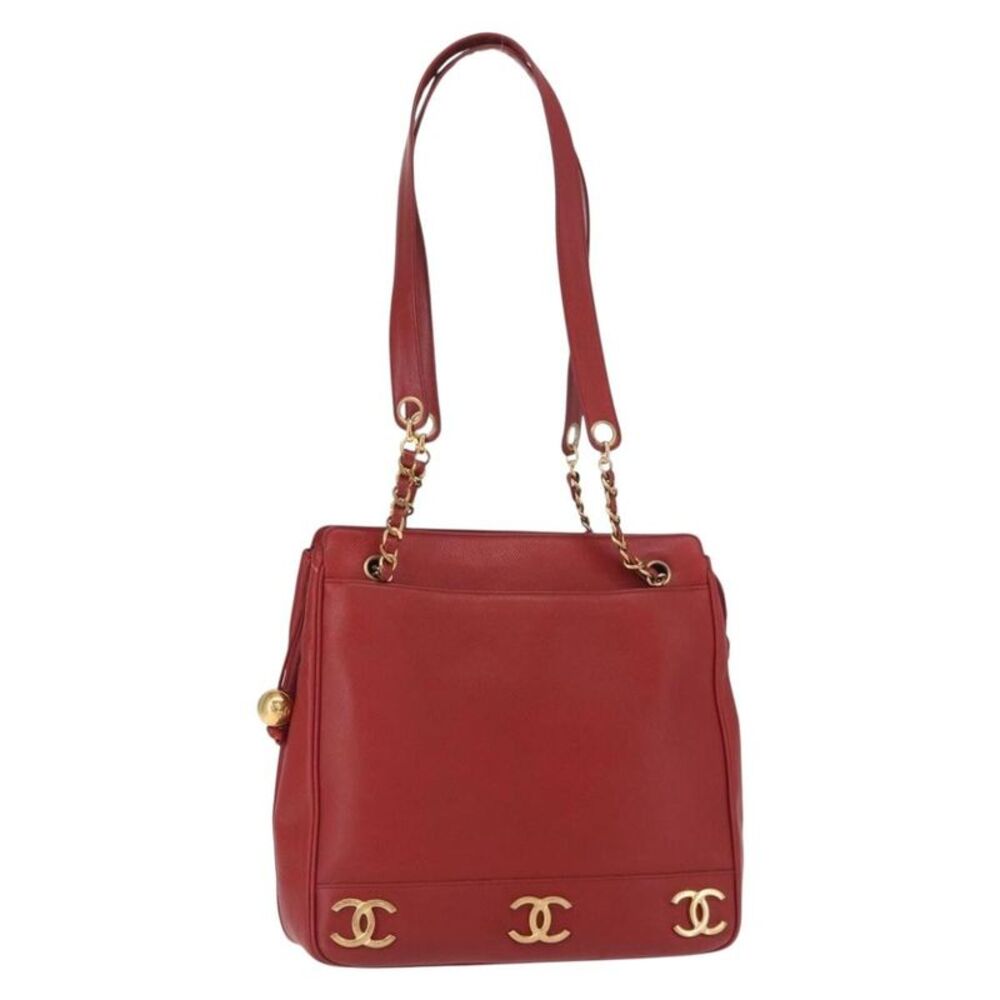 Chanel Vintage Metal Cc Caviar Red Leather Shoulder Bag Bag